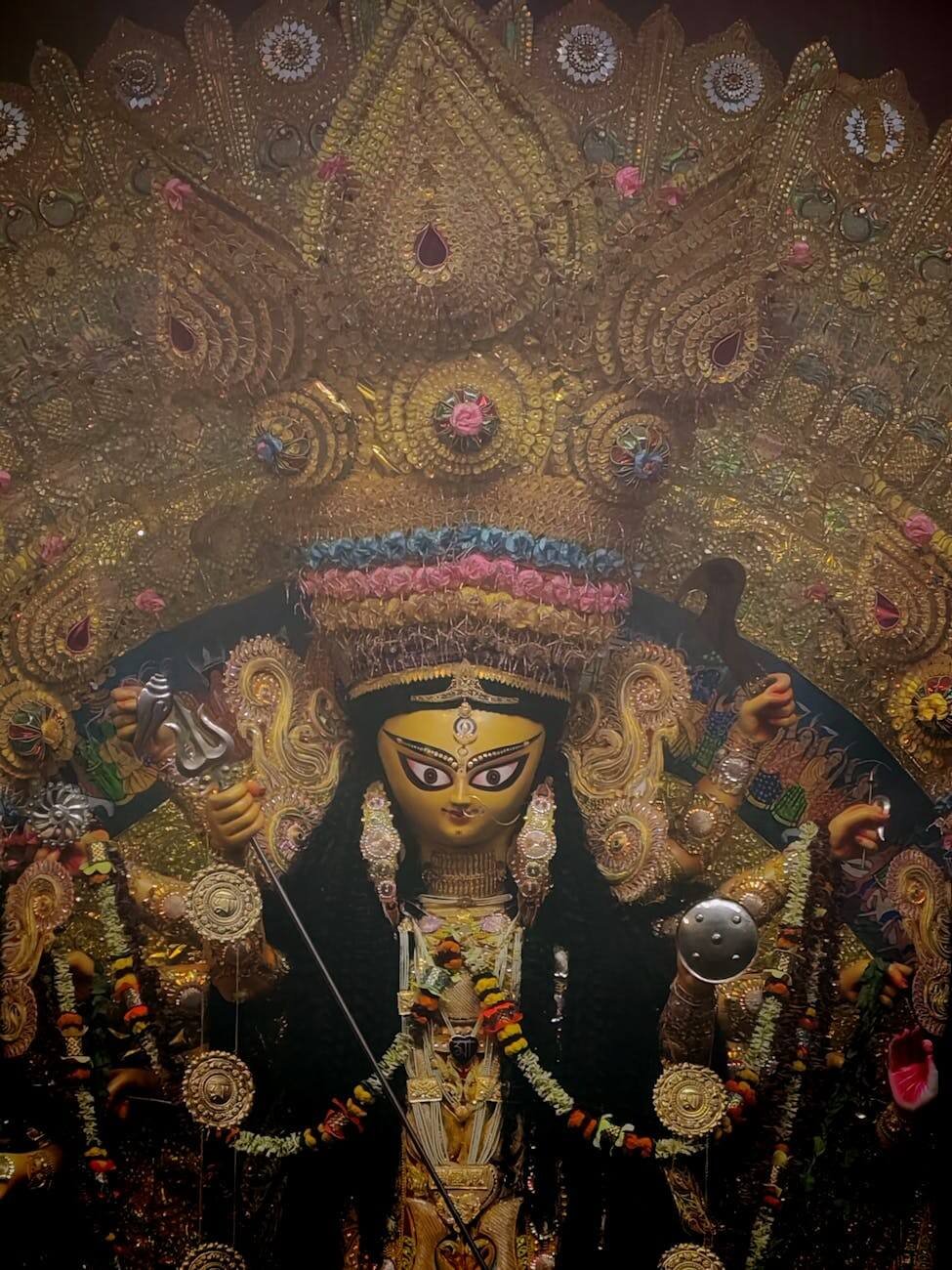 intricate durga idol during durga puja festival